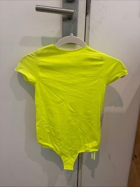SKIMS Neon Yellow Bodysuit Raw Edge NWOT XXS XS